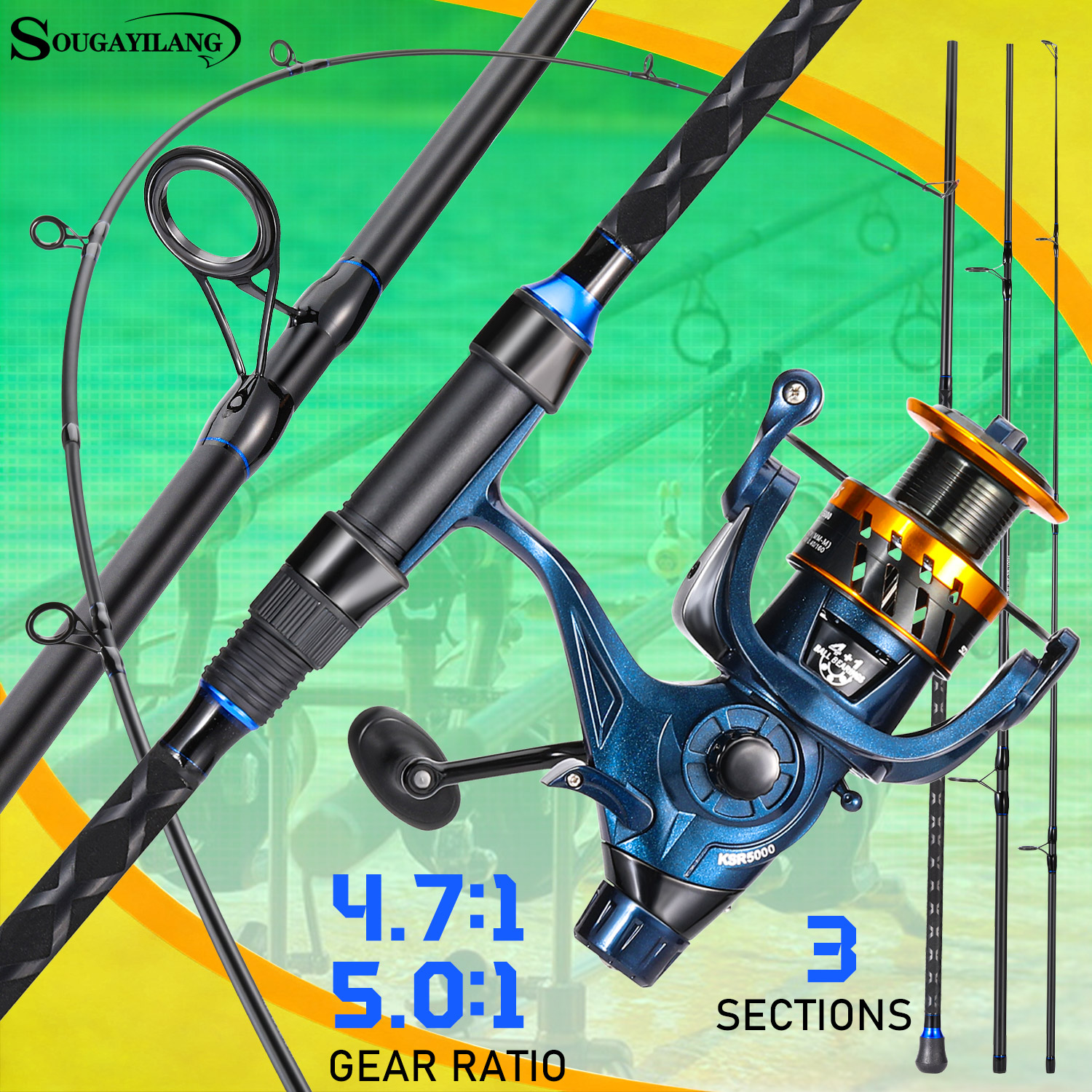 Sougayilang 3 Sections Surf Fi - Fishing Rod Surf recension och pris